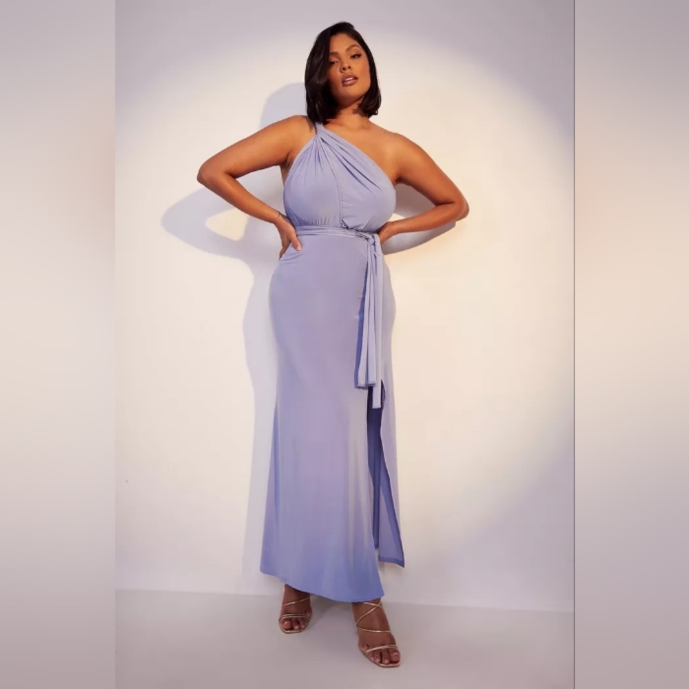 SKY BLUE PLUS SLINKY MULTIWAY MAXI DRESS